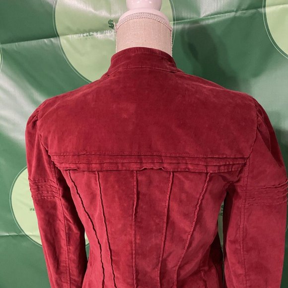 FREE PEOPLE crushed velvet heavyweight MILITARY style jacket in RIO RED sz S-NWT - Picture 15 of 15